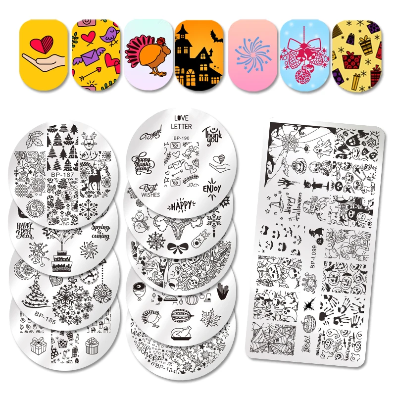 Трафареты для стемпинга ногтей BORN PRETTY трафареты декора на Хэллоуин Рождество