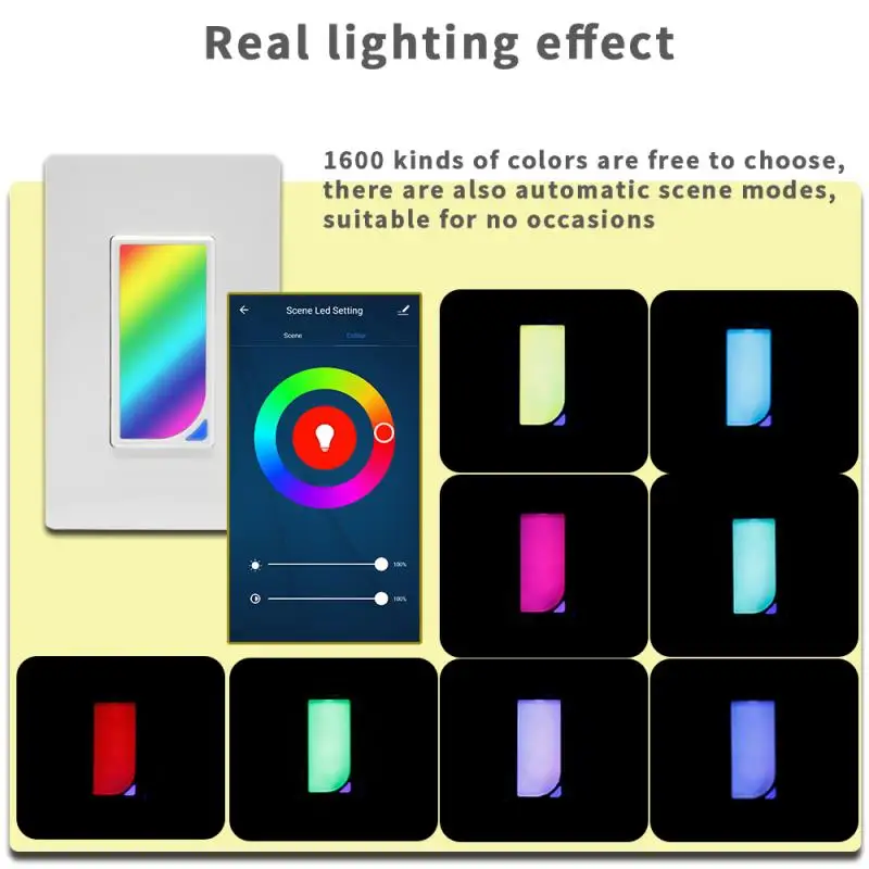 

Wifi Wall RGB LED Scene Light Smart Light Switch 1200 Colors 2W RGB Scene Light Color Changing work with alexa google assistant