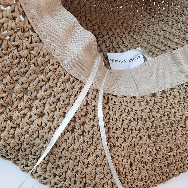 Женская Соломенная шляпка Bikinx элегантная круглая пляжная с широким плетением