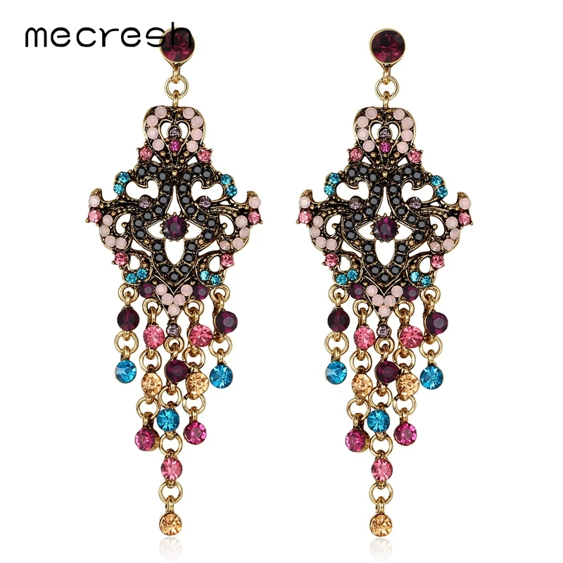 Mecresh винтажная яркая люстра длинные серьги модные ювелирные изделия индийские
