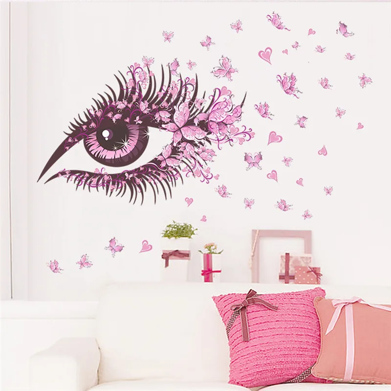 

sexy girl eyes butterfly wall stickers living bedroom decoration diy adesivo de paredes home decals mual poster girls room decor