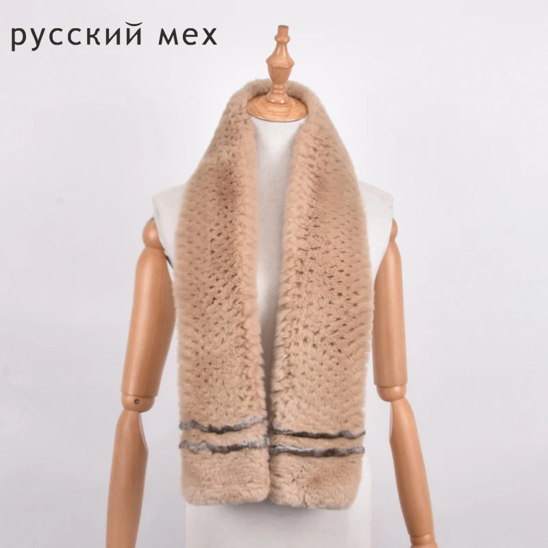 Длинный шарф из натурального меха 120 см мужские шарфы кроличьего теплый меховой