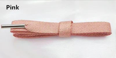 Pink Однотонные блестящие шнурки из полиэстера и хлопка с узором «елочка» для женщин и мужчин; цветная Спортивная повседневная обувь из кожи; шнурки; Прямая поставка - Цвет: Pink