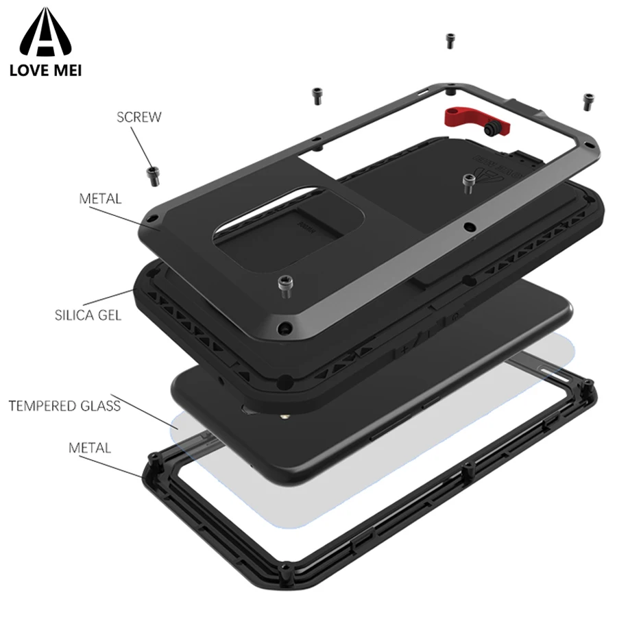 Love Mei Brand Case For Huawei Mate 20 Lite Metal Shockproof Phone Cover Full Body Armor Anti-Fall Shell |