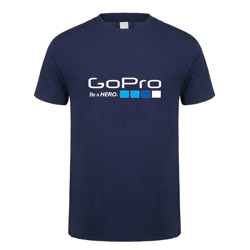 Navy Летняя футболка Go Pro GoPro, топы для мужчин, короткий рукав, хлопок, Мужская футболка be a hero, мужские футболки, DS-015 - Цвет: Navy