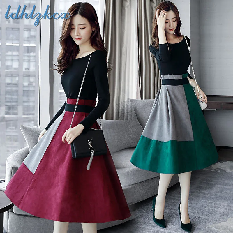 

Two Piece Set Women Plus Size Tops and Skirts Sets 2019 Spring Autumn New Korean Elegant Office Lady Fashion Slim Clothing CX624