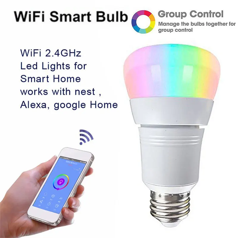 Vintagelll Smart WIFI Light Bulbs APP Remote Control 11W LED Color Changing Bulb For Amazon/Alexa/Google Home | Развивающие игрушки