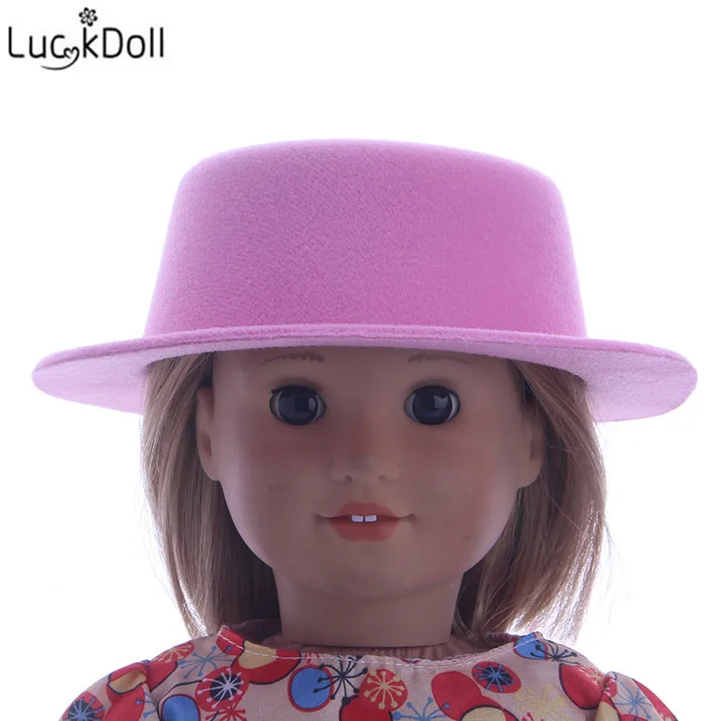 LUCKDOLL модные новые конфетного Цветной шерсть с плоским верхом шапка аксессуары для игрушечной куклы для 18 дюймов американская кукла лучший подарок