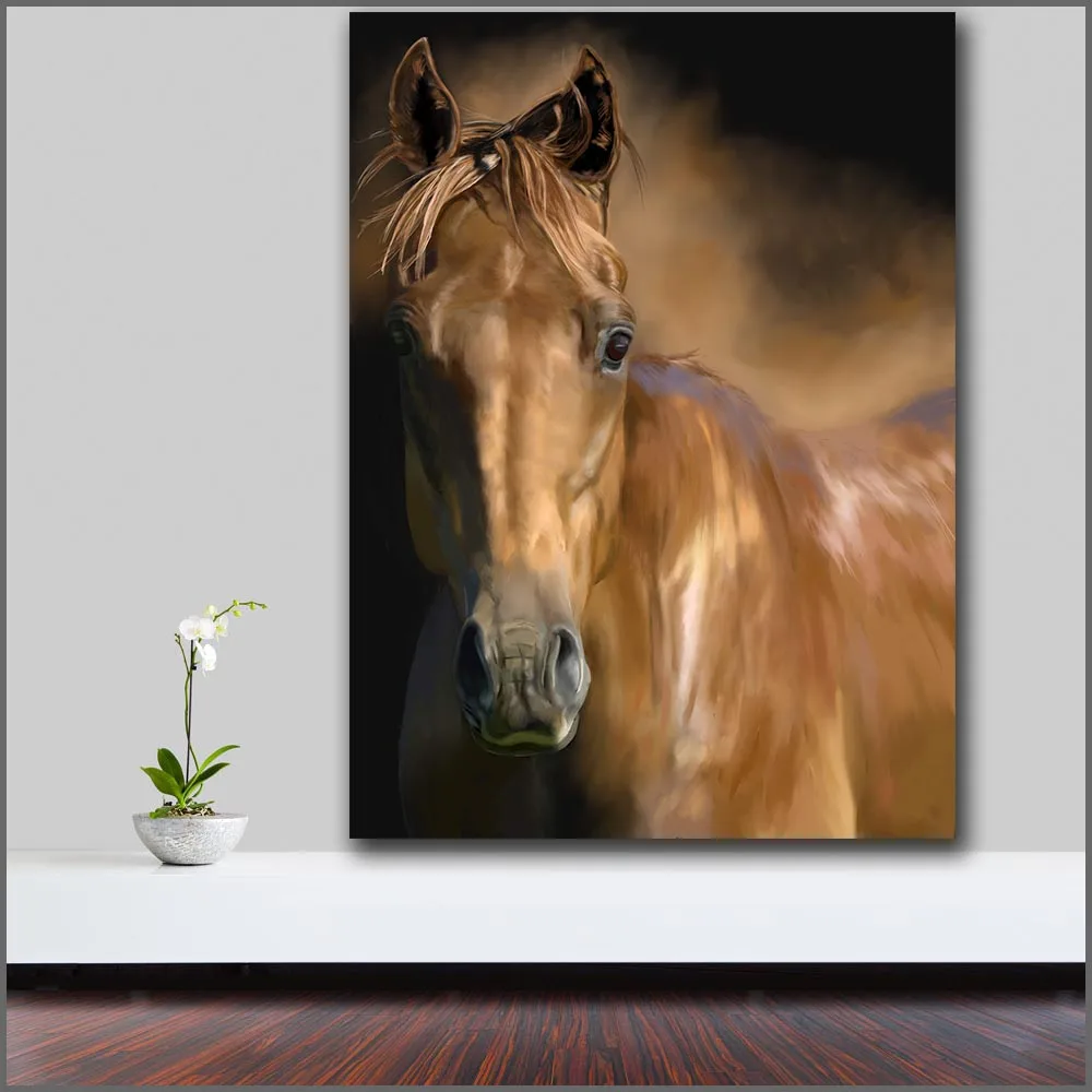 

Абстрактная Настенная картина с изображением золотых волос и красивой лошади, домашний декор, гостиная, Современная Картина на холсте, карт...