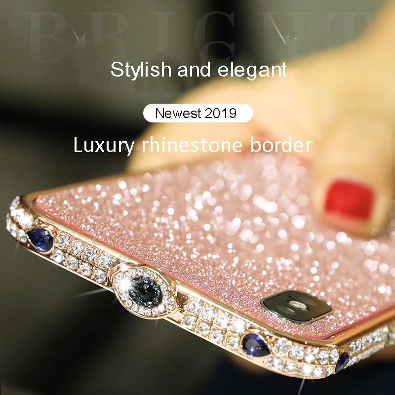 Luxury Bling Diamond Bumper on For Iphone XS XR XSMAX 8 7 6 6s plus Case Fashion Crystal Rhinestone Inlay Metal Frame Glitter