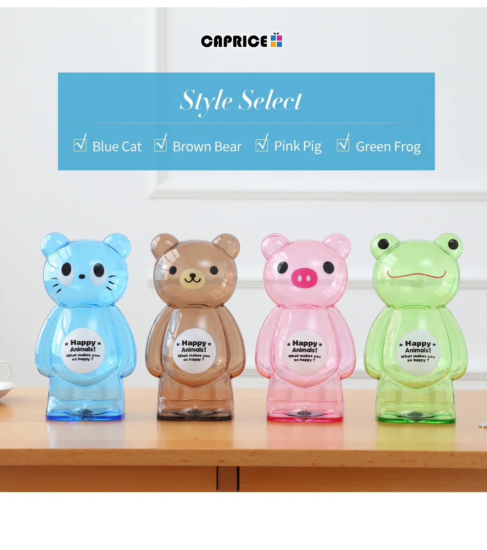 Bear Money Box Plastic Coin Saving Piggy Bank Transparent Candy Storage Safe Box Child Kids Cash for Deposit Home Decor AP0728