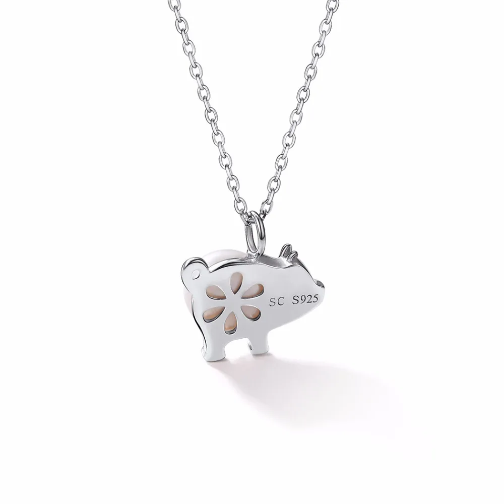 SILVERCUTE натуральная 925 пробы серебро милый поросенок Подвеска со свиньей Цепочки и
