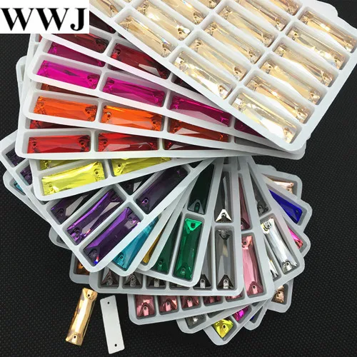 

Link 2 All Size&Colors 5x15mm,6x18mm,7x21mm,8x24,9x27 Cosmic Baguette Sew On Glass Crystal Stones Rectangle Sewing Crystal Beads