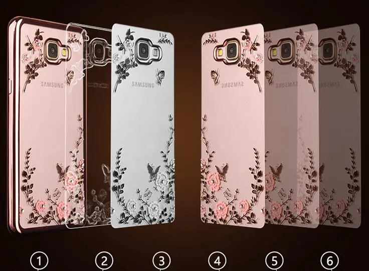 Diamond Flower Cover Butterfly Brilliant Bling Protector Soft Case for Samsung Galaxy S9 S8 A6 Plus S6 S7 Edge A5 A7 A8 A9 2018 |