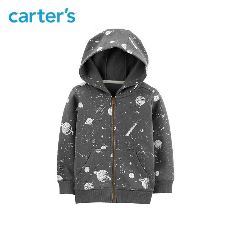 Прохладный Серый пространство Print Zip-Up хлопковая толстовка Carters осень-зима пальто