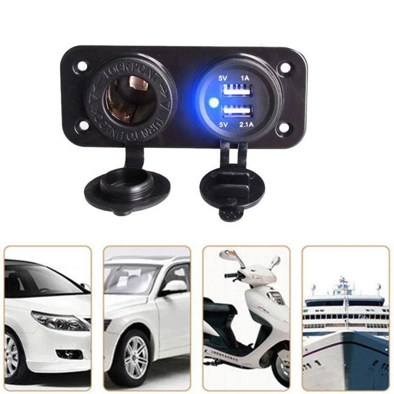 12V Dual USB Автомобильное зарядное устройство прикуриватель разветвитель адаптер