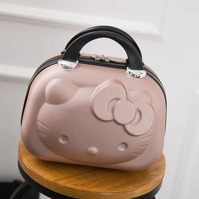 Высококачественный косметический чехол с 3D рисунком hello kitty, ABS, 12 дюймов, модный туристический чехол для костюма, водонепроницаемый чехол для багажа, maleta valise - Цвет: Rose gold