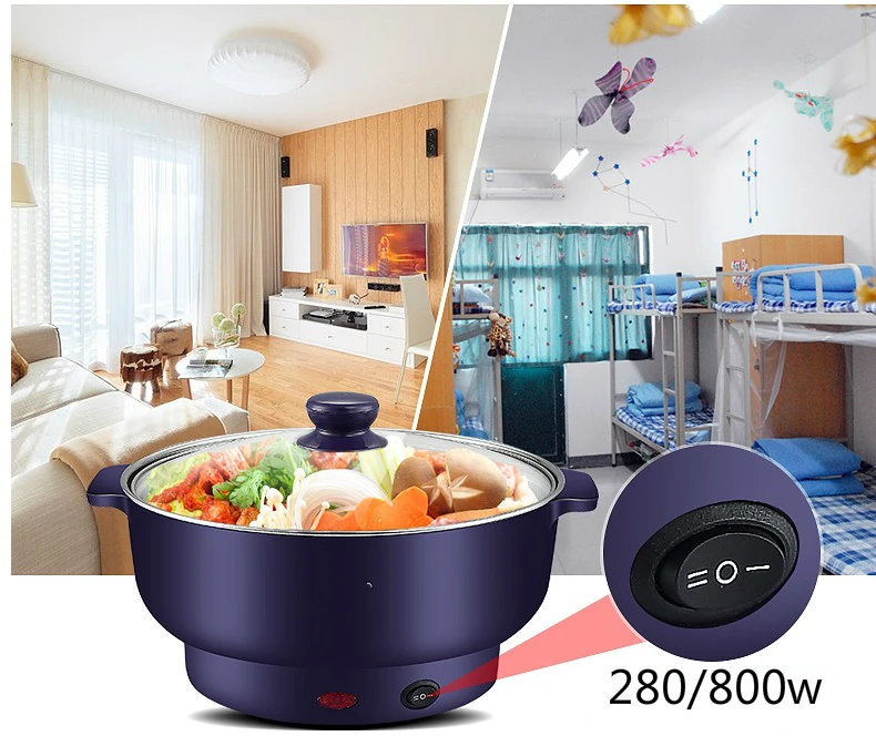 220V 1.5L 280/800w для электрической кастрюле с длинной ручкой горячий горшок Многофункциональный лапши горшок 304 утолщаются из нержавеющей стали с пароваркой