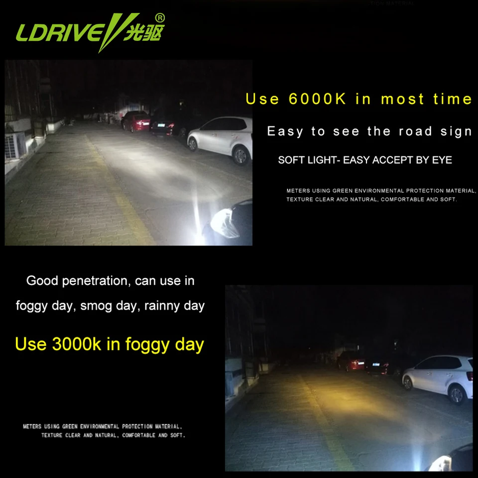 

LDRIVE 2PCS Dual Color Car LED Headlight Bulb 3000K 6000K LED H1/H3/H4/H7/H8/H9/H11/9005/9006/9012/HB3/HB4 Yellow White HeadLamp