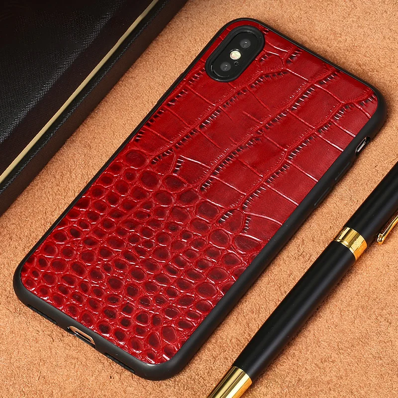 Business high-end leather cowhide lizard all-inclusive soft shell For iphone x phone case |
