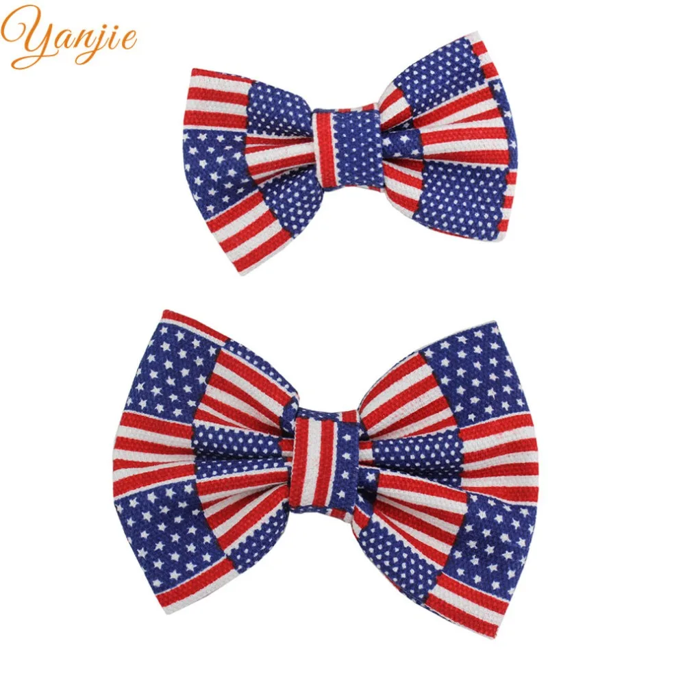 Заколки для волос с бантом и американским флагом девочек 10 шт./лот аксессуары на