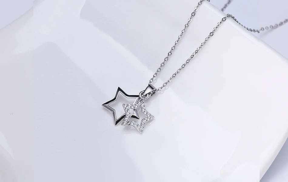 ORSA JEWELS Настоящее 925 пробы серебряные подвески и ожерелья блестящие AAA кубический циркон в форме звезды для женщин хорошее ювелирное изделие SN82