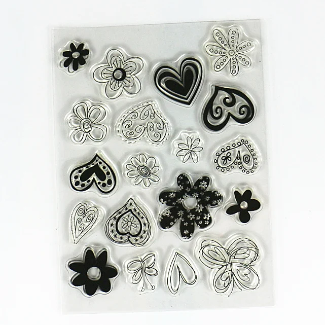 Резиновый большого размера марки с цветами растениями сердечком бабочкой дизайн