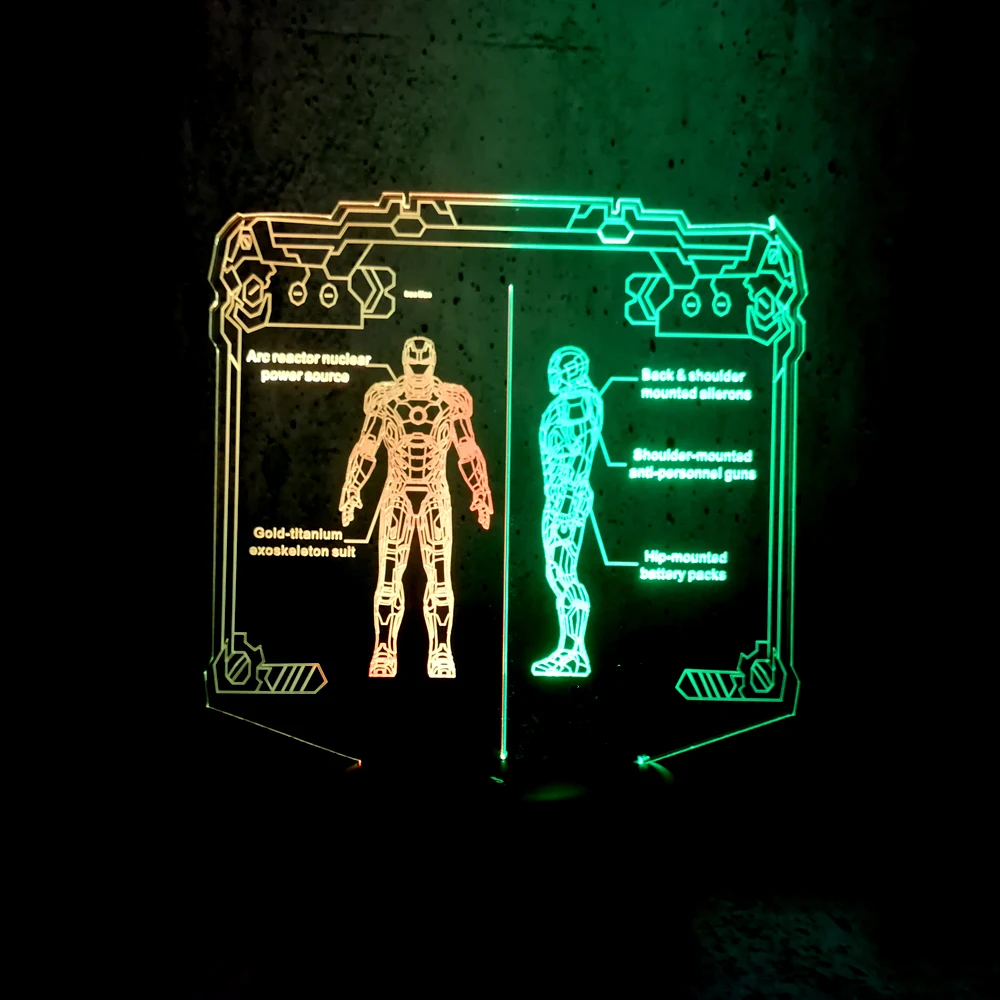 Marvel мультяшная фигурка героя Железный человек 3D лампа смешанный цвет ночник LED