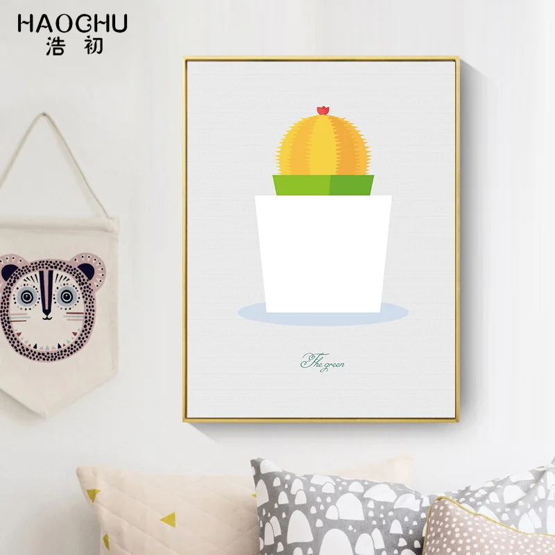 Haochu современный зеленый галерея кактус растение Лист Плакат Спальня украшение