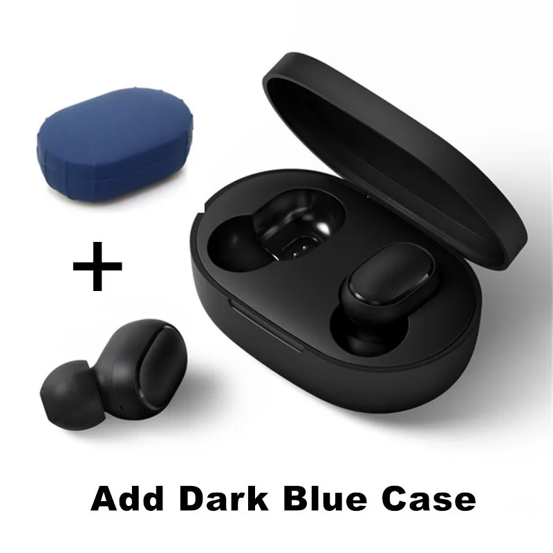 Add Dark Blue Case Xiao mi Red mi Airdots TWS mi True беспроводные Bluetooth наушники стерео бас Bluetooth 5,0 с mi c Handsfree Наушники управление AI - Цвет: Add Dark Blue Case