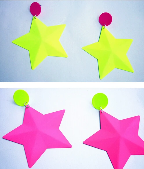 FishSheep неоновые цветные Подвесные серьги в форме звезды для женщин подвесные