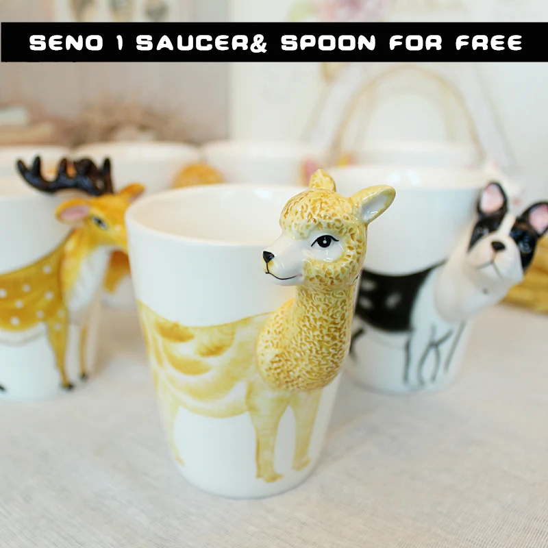 Керамическая Кофейная Кружка 400 мл креативный подарок 3D животное ручная роспись