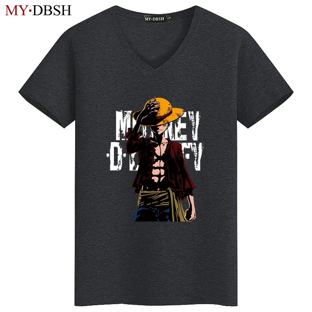 Цельная футболка с коротким рукавом Luffy Straw Японские Аниме футболки круглым