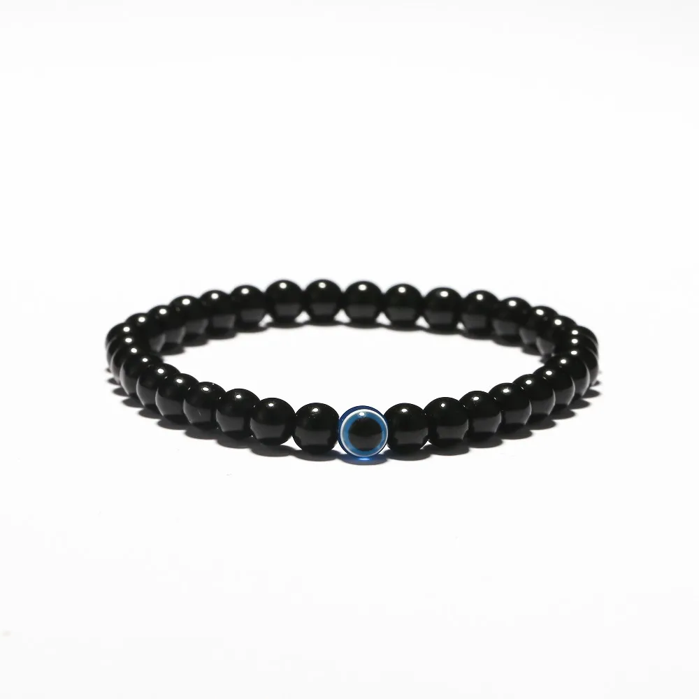 Fashion 3 Size Turkish Evil Eyes Bracelet Black Natural Stone Beads Obsidian Men Braslet For Male Yoga Hand Jewelry Accessories