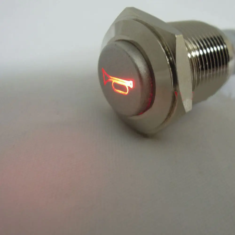 EE support Red LED16mm Momentary Push Button Switch Metal Car Accessories Speaker Bell Horn Styling | Автомобили и мотоциклы