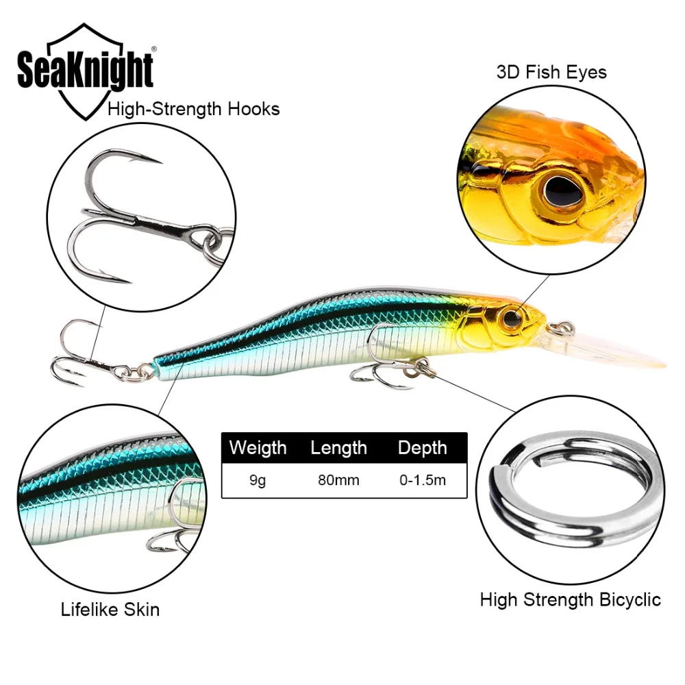 SeaKnight бренд SK022 серия Suspending Minnow жесткие рыболовные приманки 1 шт. 0-1 5 м глубина 9 г 80