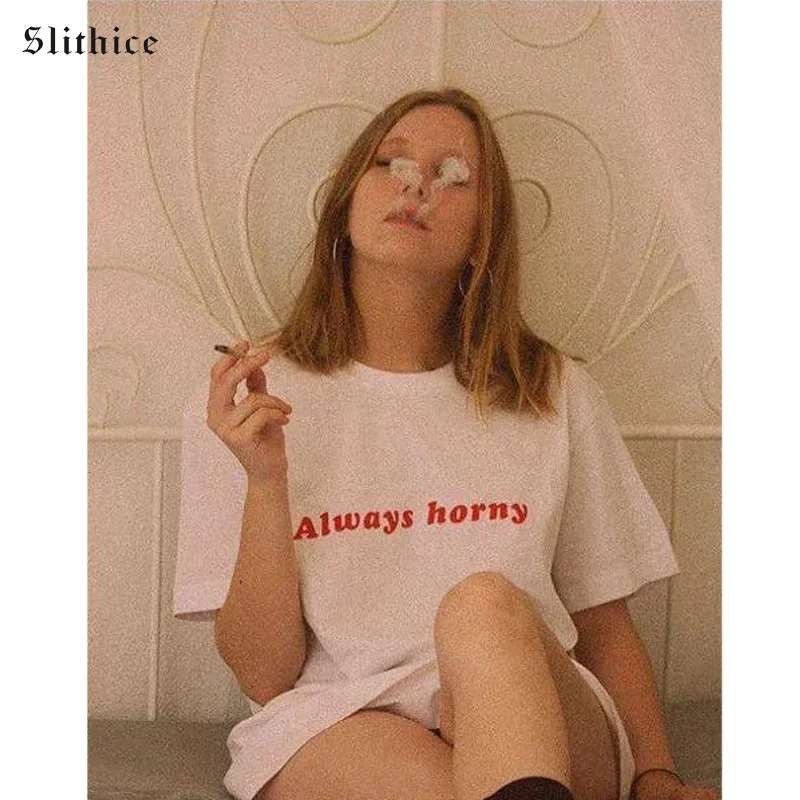 Женская футболка Slithice с надписью Always в стиле Харадзюку коротким рукавом