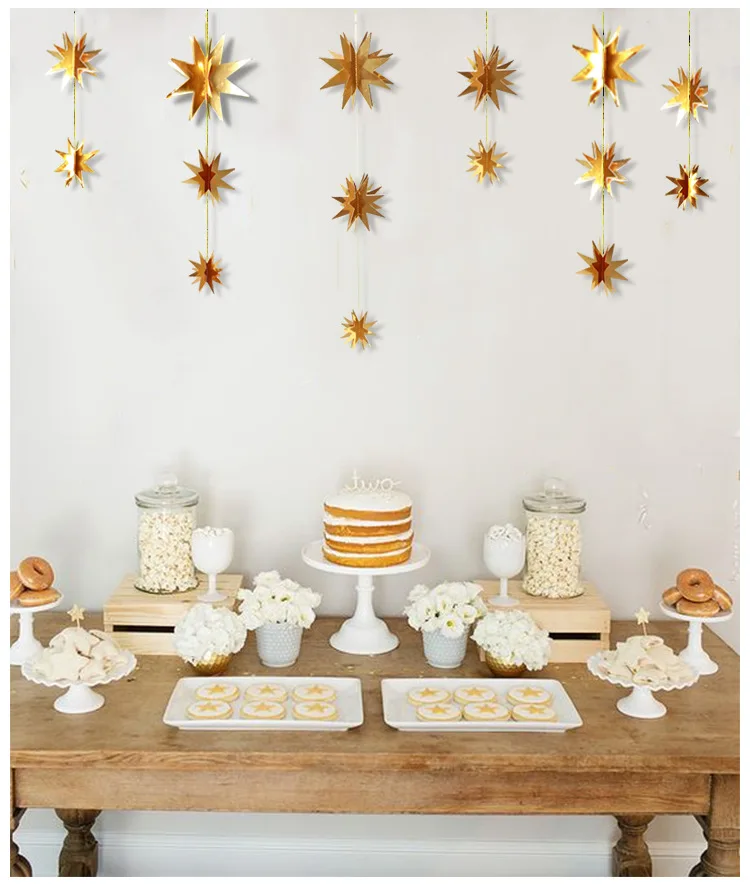 Шесть больших трехмерных зеркал украшения золотые и серебряные Рождественские