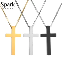 spark religious jesus cross pendant necklace 3 color stainless steel christian prayer amulet necklace party gift collier croix