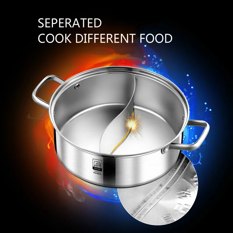 Free shipping Hot pot Fondue Kitchen cooker Special thicken Household Chafing Pot Casserole stainless steel Soup | Дом и сад