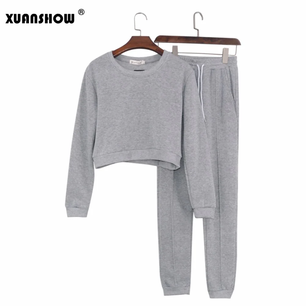 XUANSHOW 2018 модный спортивный костюм для женщин осень зима винтажная уличная одежда