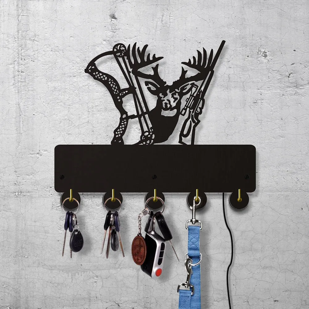 

Deer Hunter Household Decor Hooks Animals Multi-purpose Wall Coat Keys Bags Clothes Hook Shot Gun Bow Design Wall Light