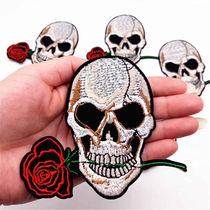 Новые 3 шт так здорово череп розы шаблон вышитые патчи утюг на для Костюмы DIY