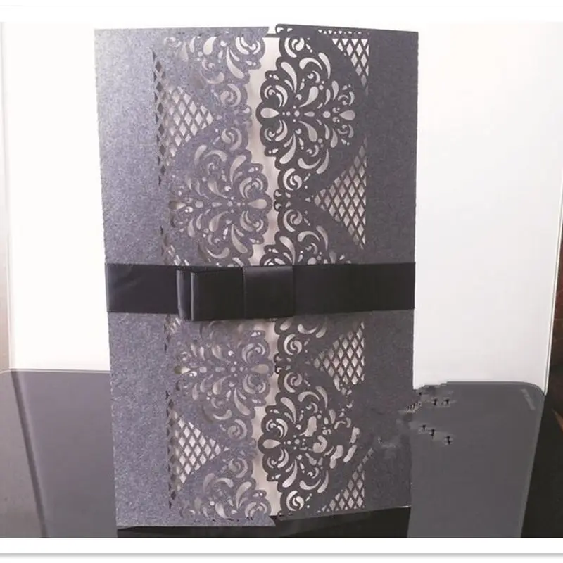 

50pcs Delicate Carved Flowers Grid Noble Wedding Party Invitation Card for Wedding Business Party Birthday Decoration Supplies