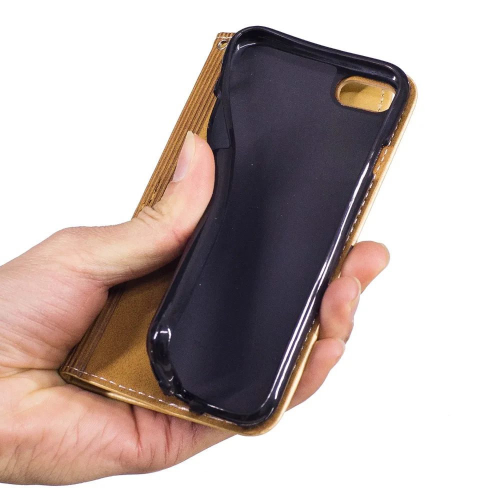 Мягкая задняя крышка для Apple iPhone 6 6s 7 Plus чехол-кошелек из искусственной кожи с