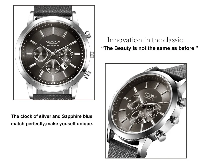 Для мужчин s часы CHRONOS бренд Ultra Slim кварцевые Военная Униформа часы для мужчин водостойкие Дата часы Relogio Masculino Montre Saat для мужчин