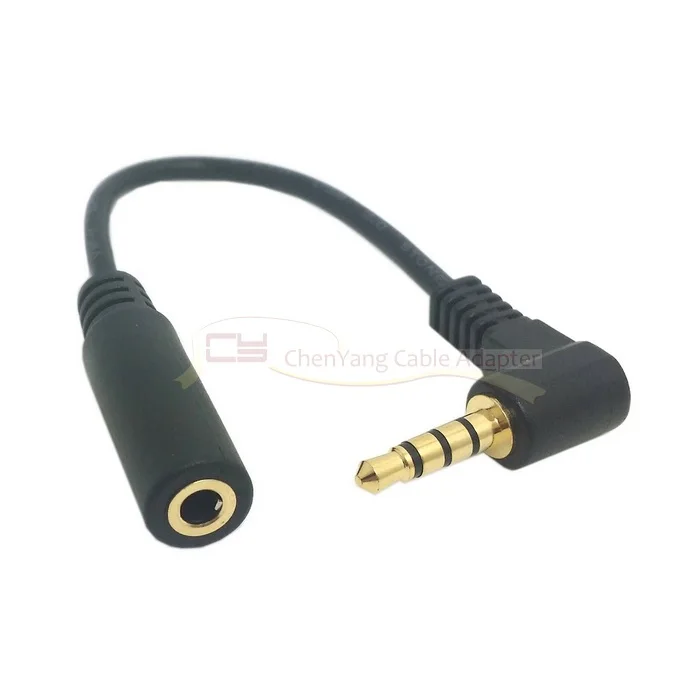 

2PCS Black 90 degree right angled 3.5mm 3.5 mm 4 poles Audio Stereo Male to Female Extension Cable 10cm Stereo cable 3.5mm