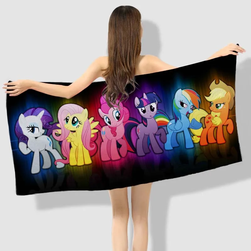 Банное полотенце с рисунком Аниме Манга My Little Pony Rainbow Horse пляжное 001|bath towel 70x140cm|horse