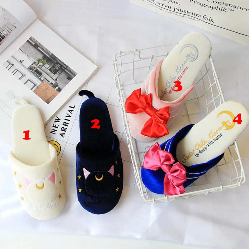 Аниме Сейлор Луна Артемис чибимун бант домашняя обувь велюровые тапочки костюм