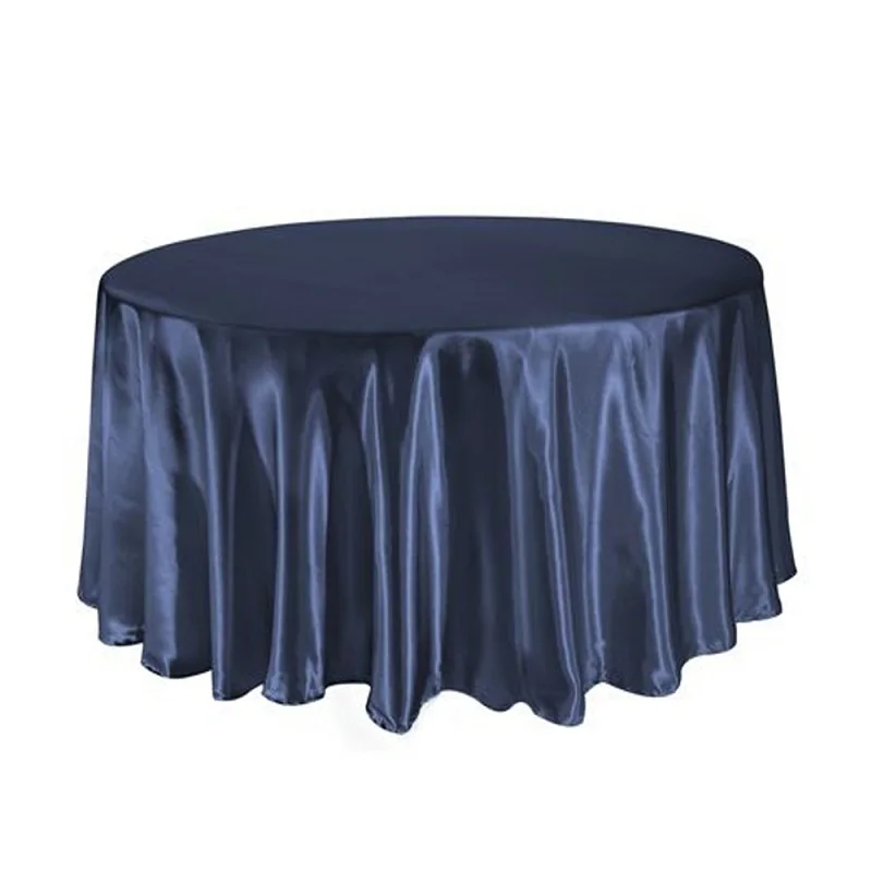 navy blue 10 шт. 9" /108"/12" круглая сатиновая скатерть, скатерть для свадебной вечеринки, Рождественский ресторан, банкетные украшения, 21 цвет - Цвет: navy blue